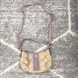 Coach Signature Stripe Convertible Hobo Purse